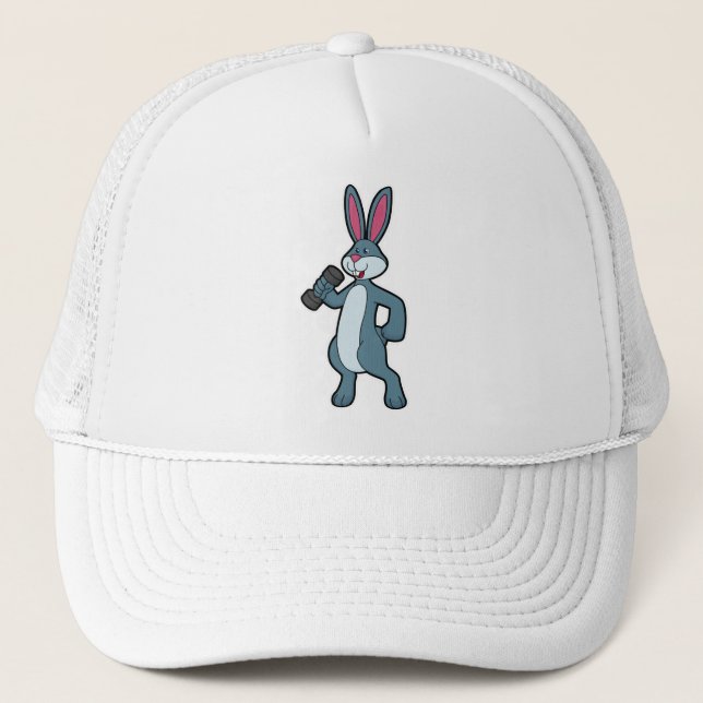 Rabbit at Strength training with Dumbbell Trucker Hat (Front)