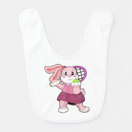 Rabbit at Tennis with Tennis racket Baby Bib