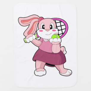 Rabbit at Tennis with Tennis racket Baby Blanket