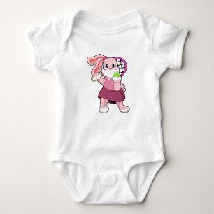 Rabbit at Tennis with Tennis racket Baby Bodysuit