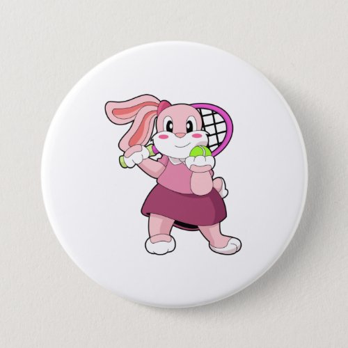 Rabbit at Tennis with Tennis racket Button