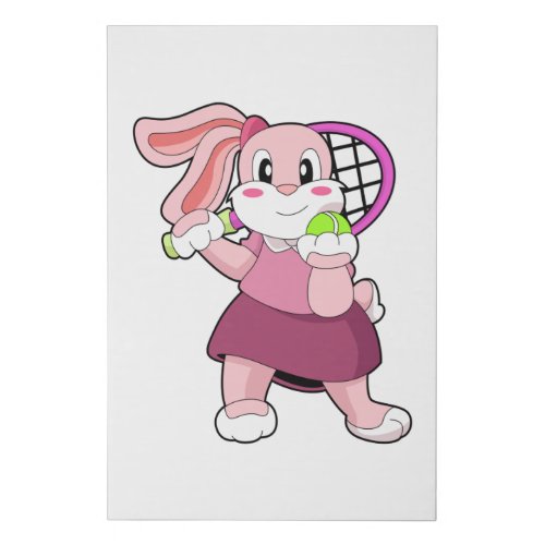 Rabbit at Tennis with Tennis racket Faux Canvas Print