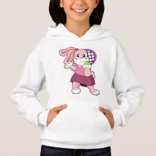 Rabbit at Tennis with Tennis racket Hoodie