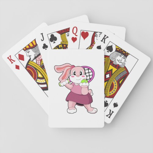Rabbit at Tennis with Tennis racket Playing Cards