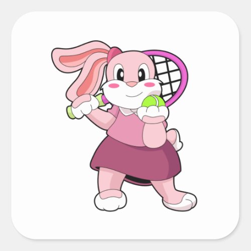 Rabbit at Tennis with Tennis racket Square Sticker