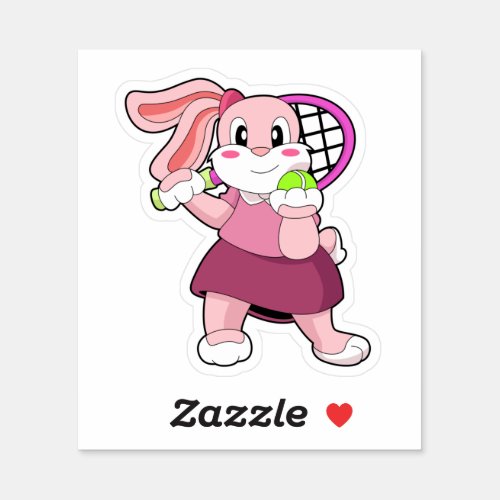 Rabbit at Tennis with Tennis racket Sticker
