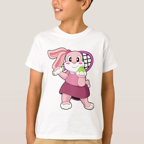 Rabbit at Tennis with Tennis racket T_Shirt