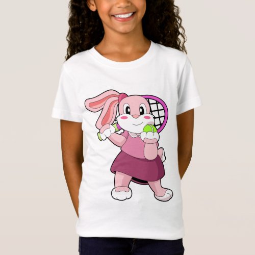 Rabbit at Tennis with Tennis racket T_Shirt
