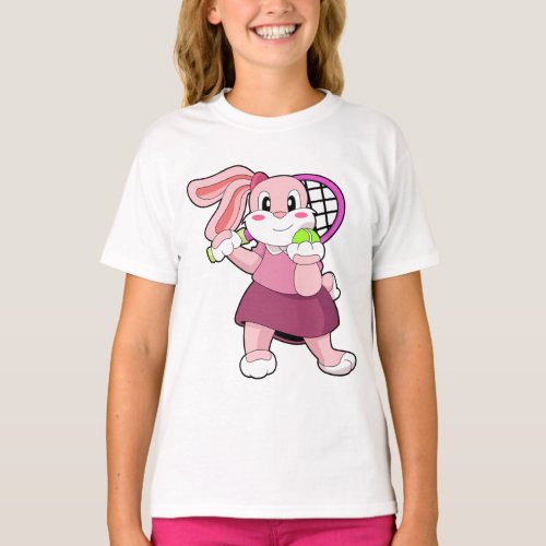 Rabbit at Tennis with Tennis racket T_Shirt