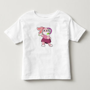 Rabbit at Tennis with Tennis racket Toddler T-shirt