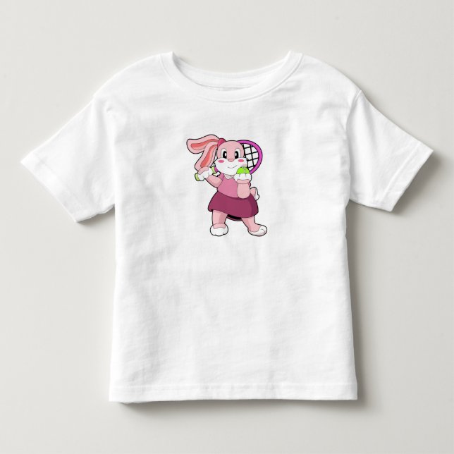 Rabbit at Tennis with Tennis racket Toddler T-shirt (Front)
