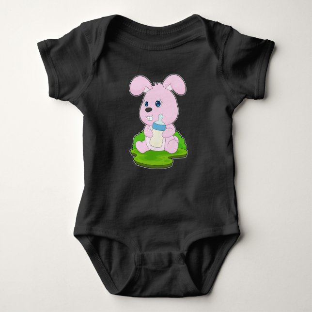 Rabbit Baby bottle Milk Baby Bodysuit (Front)