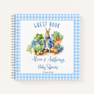 Rabbit baby boy baby shower guest book