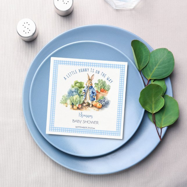 Rabbit baby boy baby shower printed napkins (Peter rabbit baby boy baby shower monogram printed napkins template personalized tableware decor)
