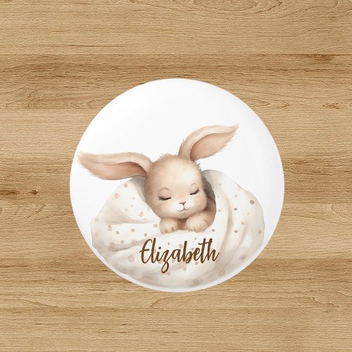 Rabbit baby girl beige cute nursery ceramic knob