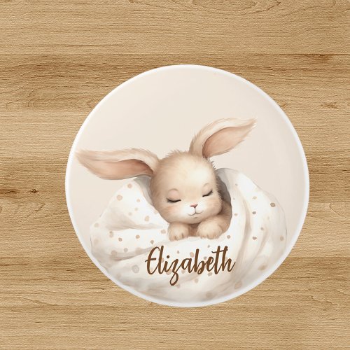 Rabbit baby girl beige cute nursery ceramic knob