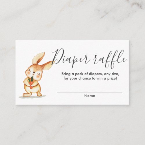 Rabbit baby shower diaper raffle   Enclosure Card
