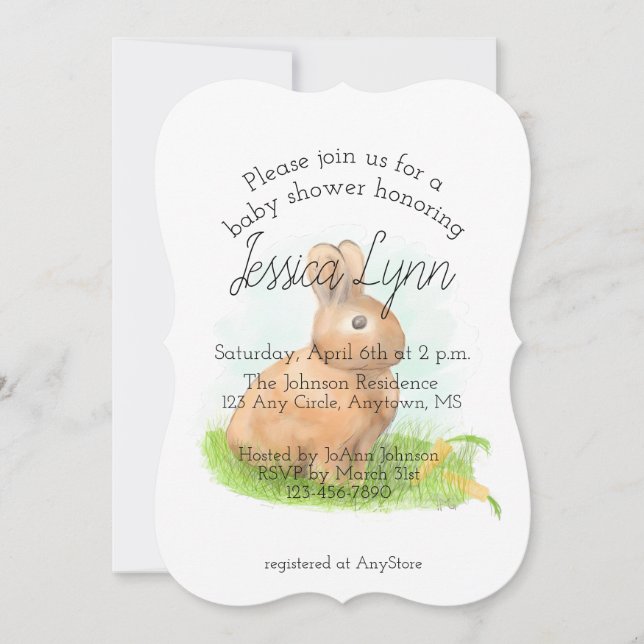 Rabbit Baby Shower Invitation (Front)