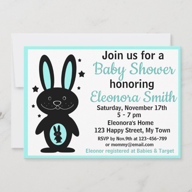 Rabbit baby shower invitations (Front)