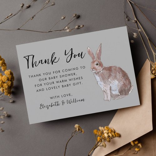 Rabbit Baby Shower Thank You Card