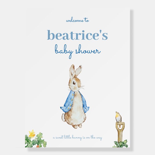 Rabbit Baby Shower Welcome Sign Poster (Front)