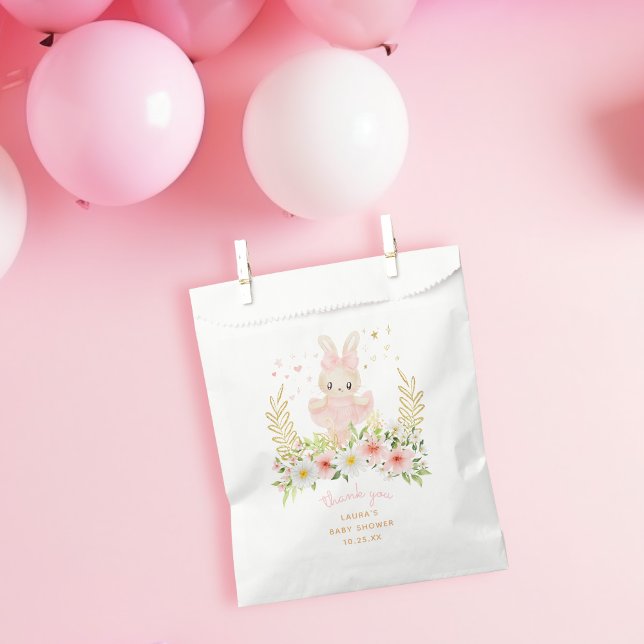 Rabbit Ballerina Bunny Girl Baby Shower Thank You Favor Bag (Watercolor Ballerina Rabbit Baby Shower Thank Your Favor Bag)