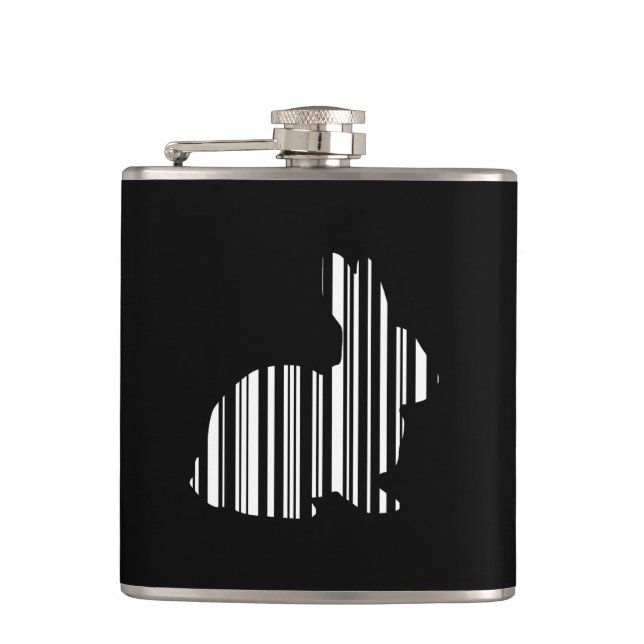 RABBIT BAR CODE Bunny Hare Barcode Pattern Flask (Front)