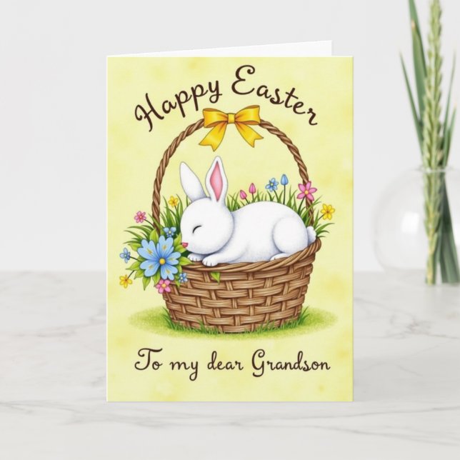 Rabbit Basket Springtime Card (Front)