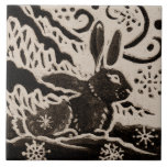 Rabbit Batik Stoneware Woodland Animal Tan Brown Ceramic Tile<br><div class="desc">My original tile artwork has been given a distinctive batik look! Resembling stoneware glazing with its oatmeal and gray-brown speckled tones, the design features my signature woodland animals, flowers and foliage. Evocative of vintage tile work by William De Morgan. There are 14 matching animal tiles in this series, with other...</div>