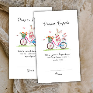 Rabbit Bicycle Macarons Diaper Raffle Baby Shower Enclosure Card