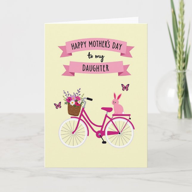 Rabbit Bicycle Mothers Day Card (Front)