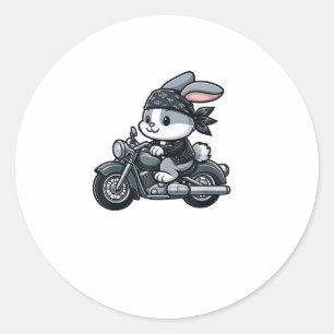 Rabbit Biker Pet Funny Motorcycle Classic Round Sticker