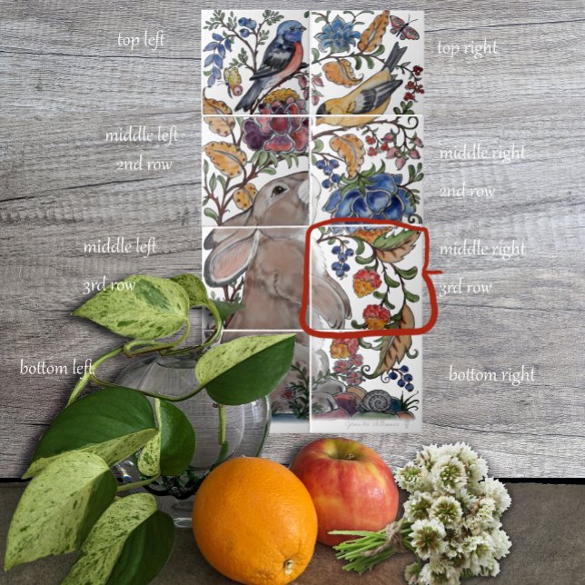 Rabbit Bird Jacobean Floral Tile Mural 8pc R Row3 (Creator Uploaded)