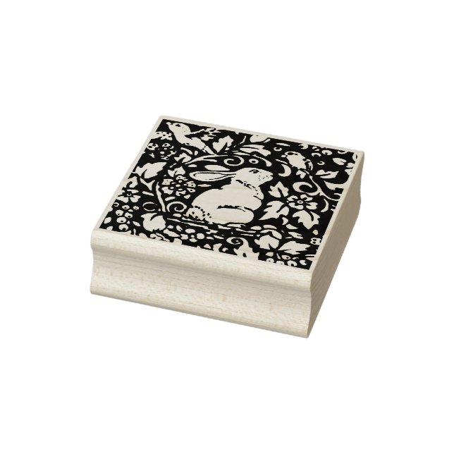 Rabbit Bird Nature Floral Scroll Woodland Easter Rubber Stamp (Stamp)
