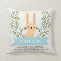 Rabbit Birth Stats Custom Pillow - Bunny