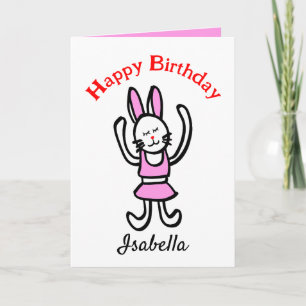 Rabbit Birthday Card with Personalization