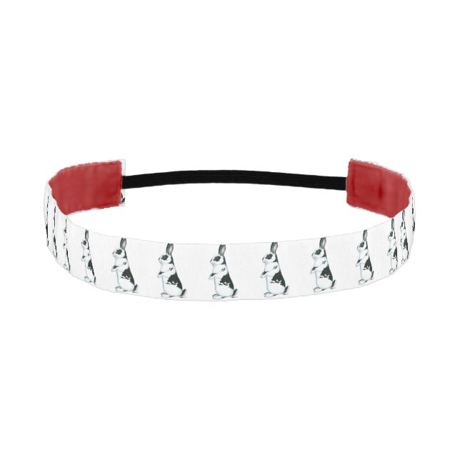 Rabbit:  Black and White Athletic Headband (Front)