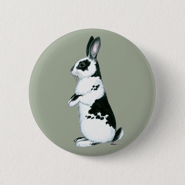 Rabbit:  Black and White Button (Front)