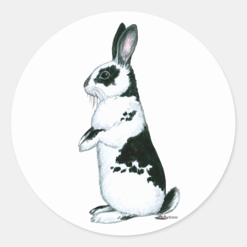 Rabbit  Black and White Classic Round Sticker