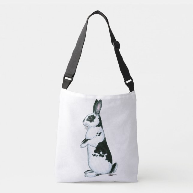 Rabbit:  Black and White Crossbody Bag (Front)