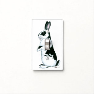 Rabbit:  Black and White Light Switch Cover