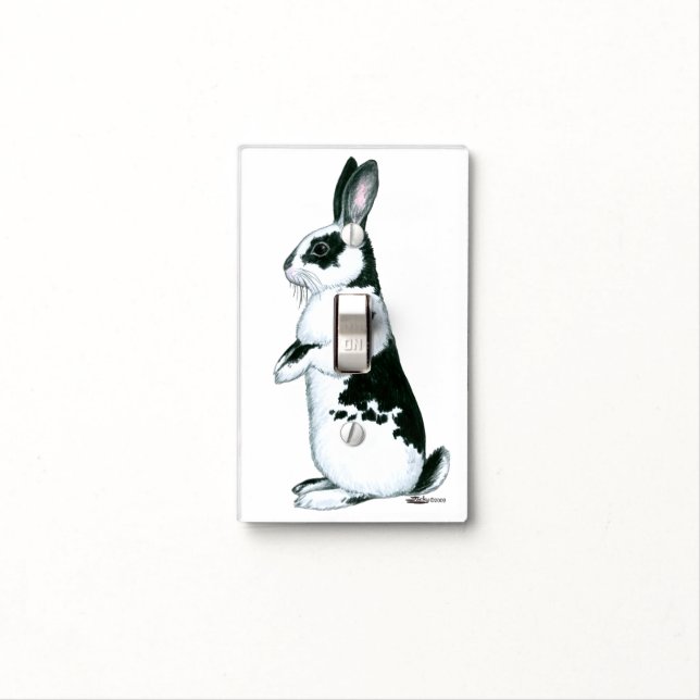 Rabbit:  Black and White Light Switch Cover (In Situ)