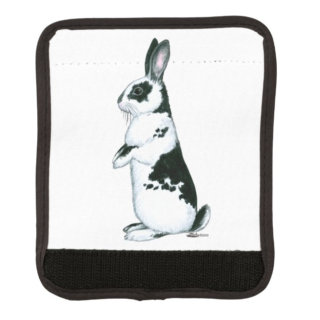Rabbit:  Black and White Luggage Handle Wrap (Front)