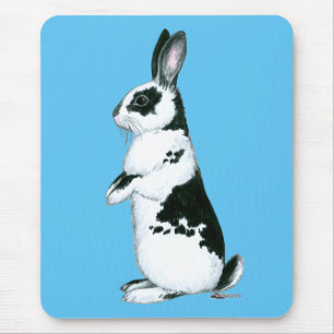 Rabbit: Black and White Mouse Pad