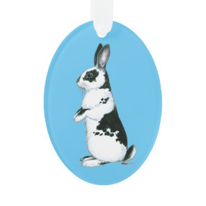 Rabbit:  Black and White Ornament