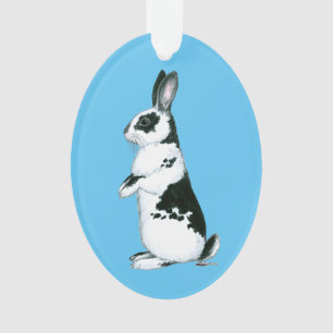 Rabbit:  Black and White Ornament