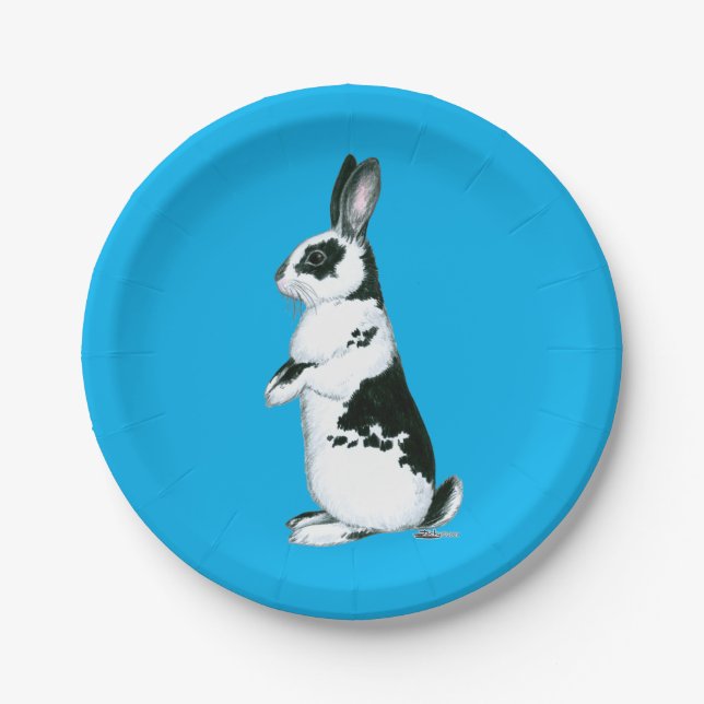 Rabbit:  Black and White Paper Plates (Front)
