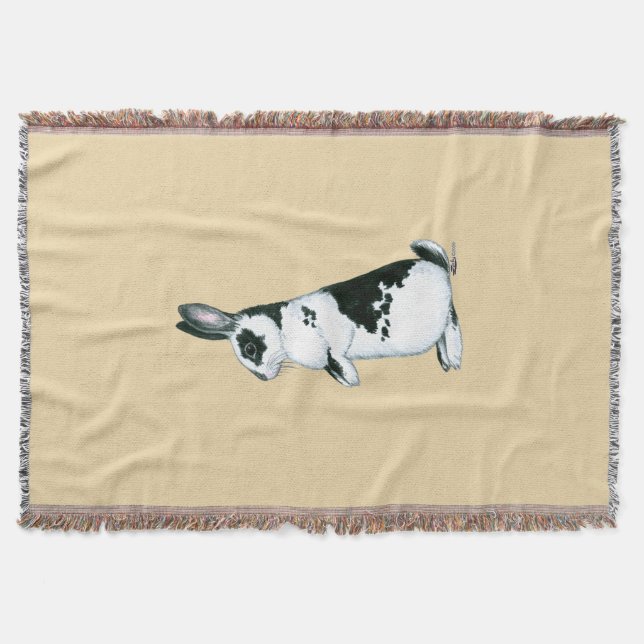 Rabbit:  Black and White Throw Blanket (Front)