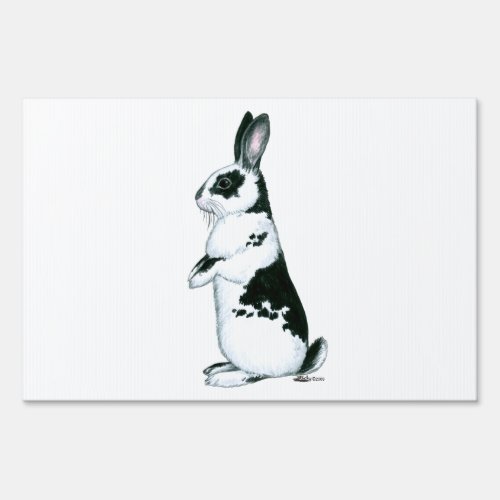 Rabbit  Black and White Yard Sign