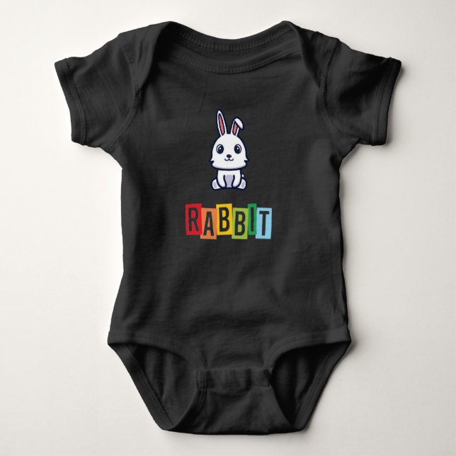 Rabbit blk baby bodysuit (Front)